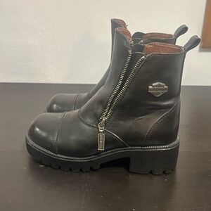 Harley-Davidson Black Ankle Boots with Zipper